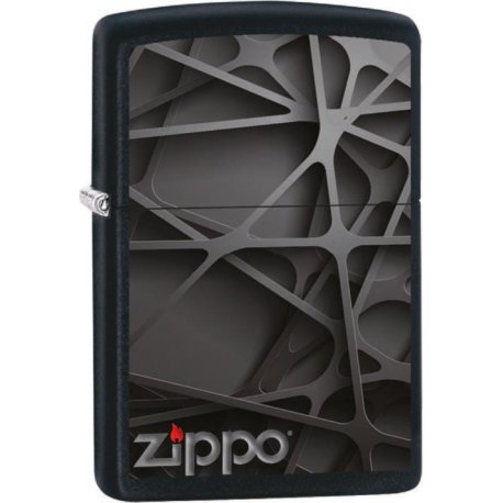 Org. ZIPPO Sort Farve "Black Abstract Design"