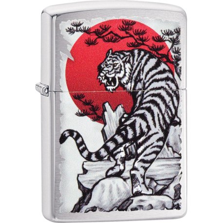 Org. ZIPPO Børstet Krom Farve "Japan Tiger"