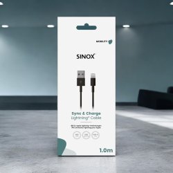 Sinox One Lightning kabel. 1,0 meter "Sort"