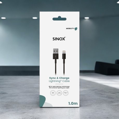 Sinox One Lightning kabel. 1,0 meter. Hvid