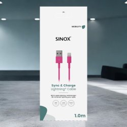 Sinox One Lightning kabel. 1,0 meter "Pink"