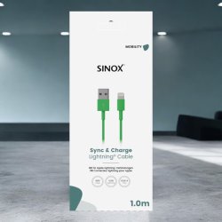 Sinox One Lightning kabel. 1,0 meter "Grøn"