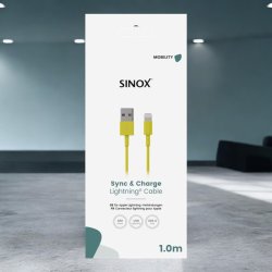 Sinox One Lightning kabel. 1,0 meter "Gul"