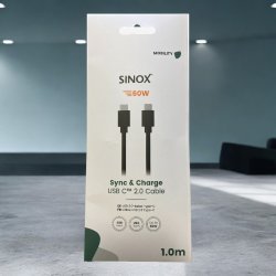 Sinox One USB-C til USB-C kabel. 1,0 meter "Sort"