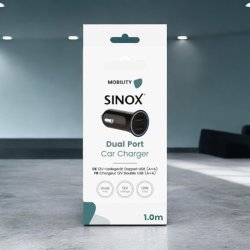 Sinox 12V dobbelt USB A Biloplader "Sort"