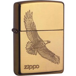 Org. ZIPPO Poleret Messing Graveret "Big Eagle"