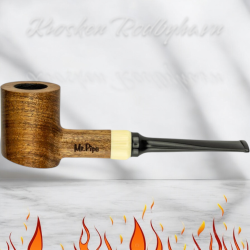 Pibe "Mr.Pipe" Redwood Brun pol. 9mm, Hvid Ring