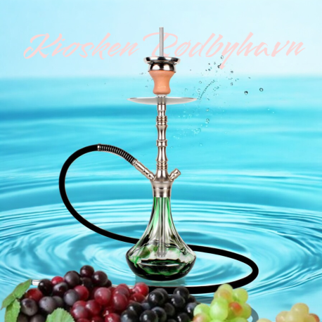 Shisha Vandpibe "ALUX 2" Aluminiumgrøn / Gennemsigtig 54 cm